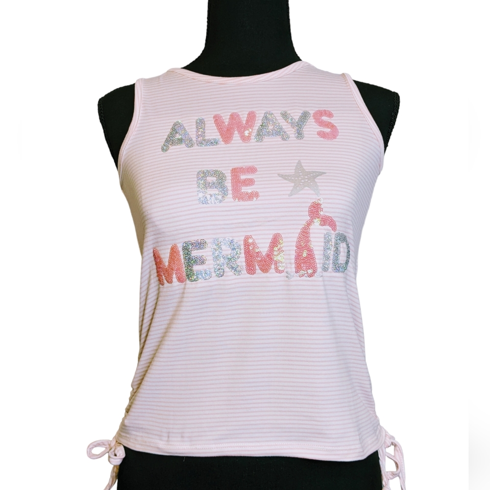 Btween | Stripe Sequin Mermaid Ruched Tee - Girls Size (10)
